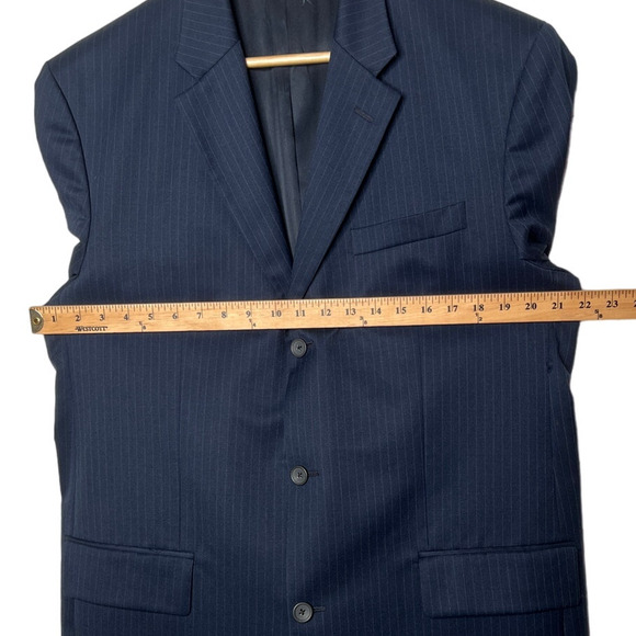 Banana Republic 44L Italian Wool Pinstripe 3 Button Suit Jacket Navy Blue Blazer - Picture 5 of 7